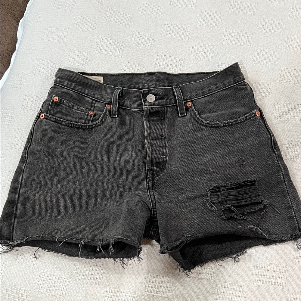 Women’s Levi’s Black Distressed Denim Shorts